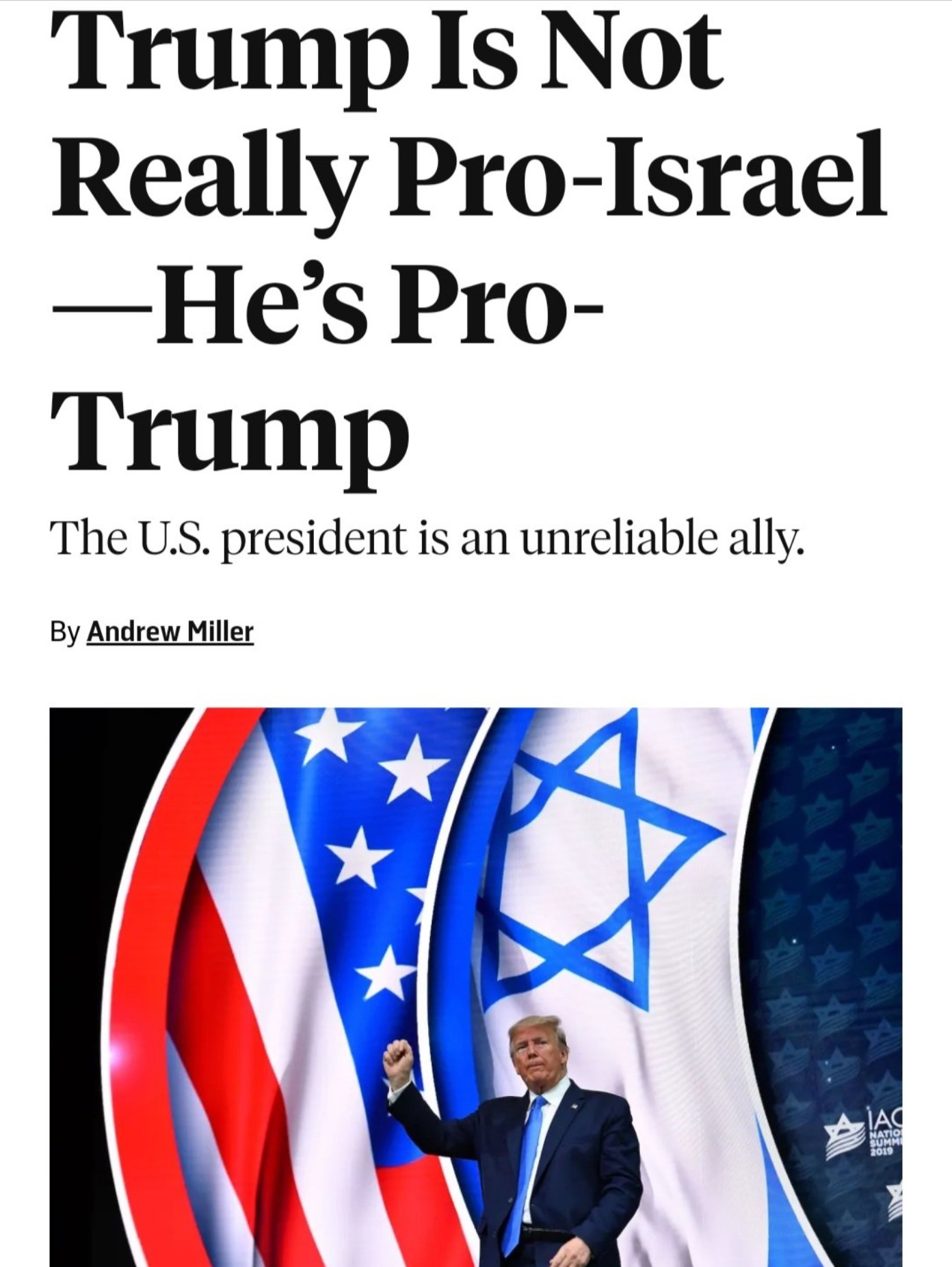 Donald Trump Is Not Pro Israel: Here Is  One Reason (I Have Many)